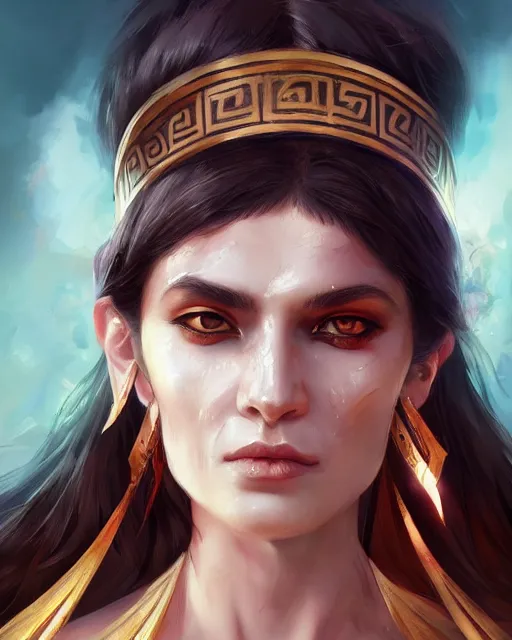 Prompt: a stunning portrait of ruyko matoi as an ancient greek priestess, close up portrait, digital art by ross tran and angel ganev, highly detailed, trending on artstationhq