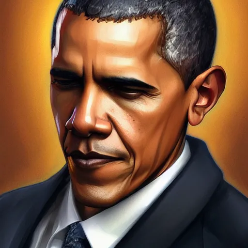 Image similar to obama, highly detailed digital painting, artstation, concept art, smooth, sharp focus, illustration, art by artgerm and greg rutkowski and alphonse mucha