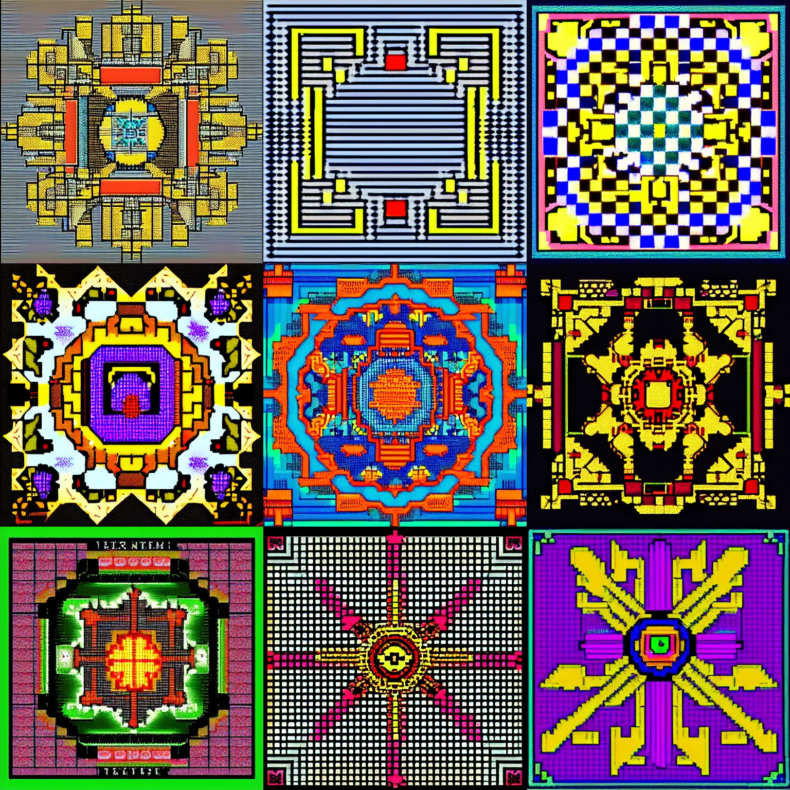 Prompt: very low - resolution 1 6 - color bitmap of the order of the solar temple