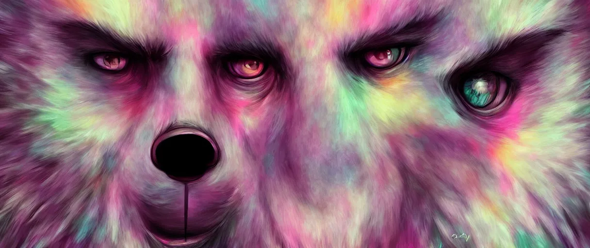 Image similar to kawaii pastel werewolf, digital art, pastel, colorful,