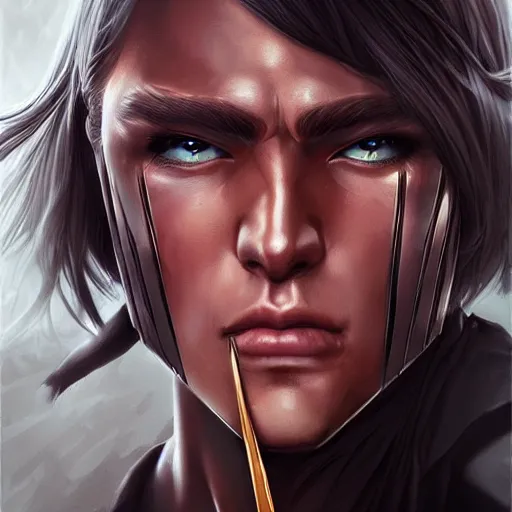 Image similar to The successful warrior is the average man, with laser-like focus, artwork by artgerm