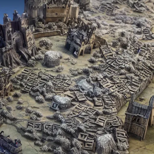 Image similar to a award winning closeup photo of a stopmotion animation filming set of game of thrones entire map