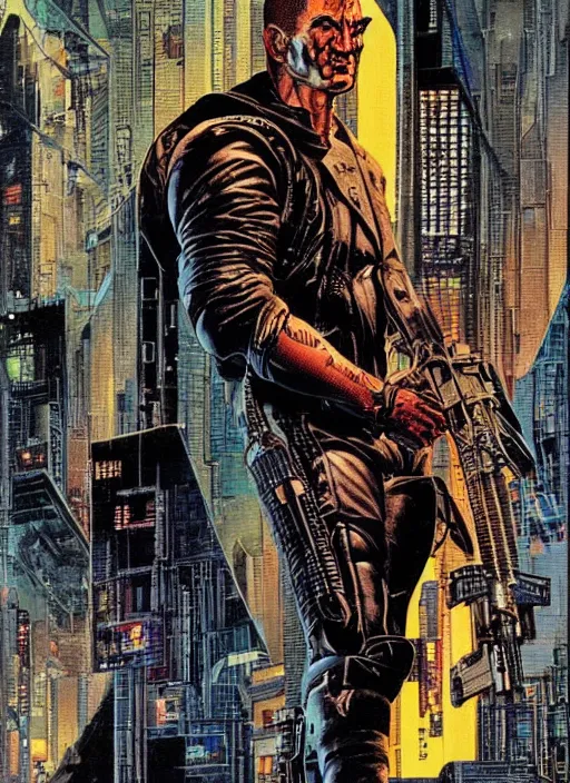 Image similar to cyberpunk the punisher. portrait by clyde caldwell and jean giraud and anton otto fischer and john philip falter and will eisner and gil elvgren