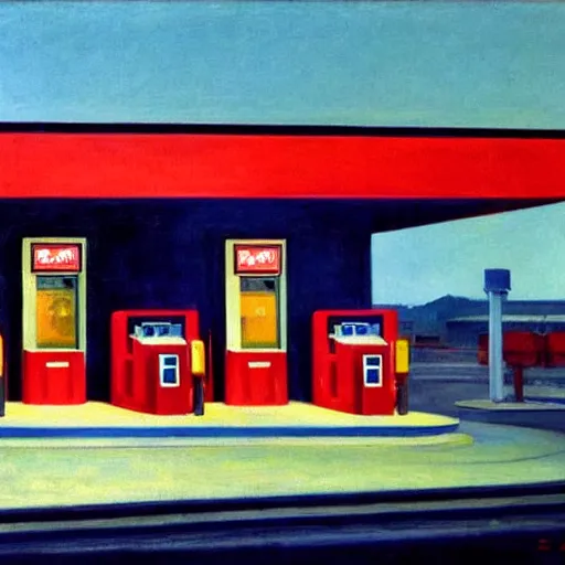 Image similar to American Gas Station by Edward Hopper
