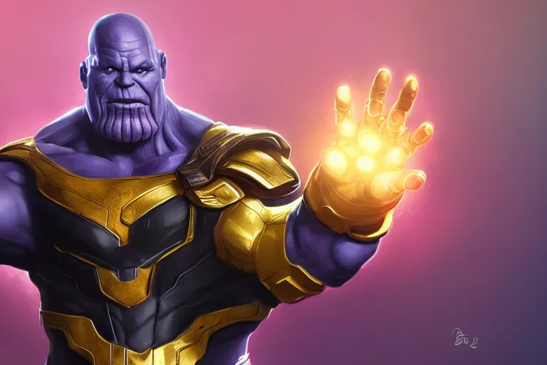 Prompt: Thanos with the Infinity Gauntlet, trending on Artstation, HD wallpaper, 4k, photorealistic, digital art, by Bayard Wu
