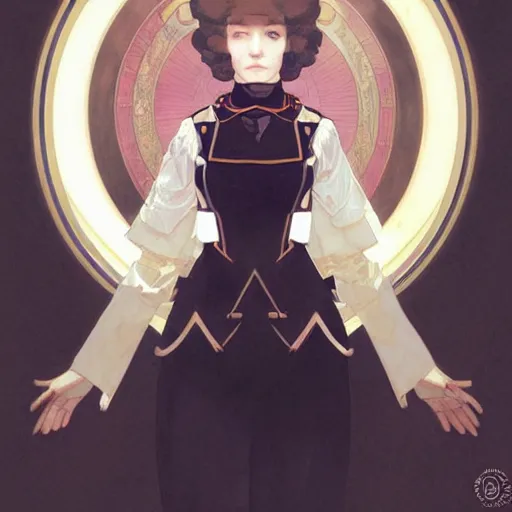 Image similar to symmetry!! portrait of george washington as girl by krenz cushart and mucha and akihito yoshida and greg rutkowski, nier : automata inspired,