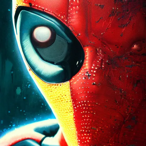 Prompt: dream portrait of Deadpool, cameras, melting ,8k,by tristan eaton,Stanley Artgermm,Tom Bagshaw,Greg Rutkowski,Carne Griffiths, Ayami Kojima, Beksinski, Giger,trending on DeviantArt,face enhance,hyper detailed,minimalist,cybernetic, android, blade runner,full of colour W 1024