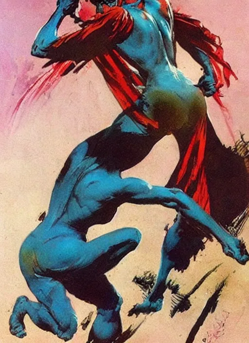 Prompt: teke teke, strong line, vibrant color, beautiful! coherent! by frank frazetta, high contrast