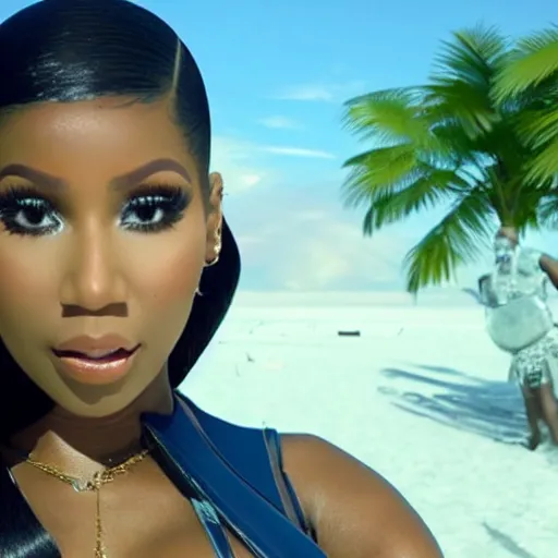 Prompt: nicki minaj goes to the beach on an alien planet, ultra realistic, futuristic, 8 k resolution