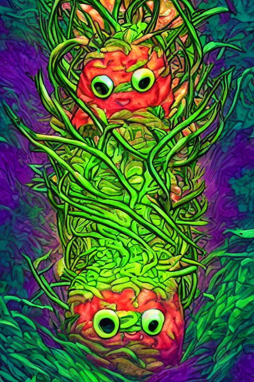 Image similar to creature sushi roots cactus elemental flush of force nature micro world fluo light deepdream illumination ray tracing hdr fanart arstation by sung choi and eric pfeiffer and gabriel garza and casper konefal