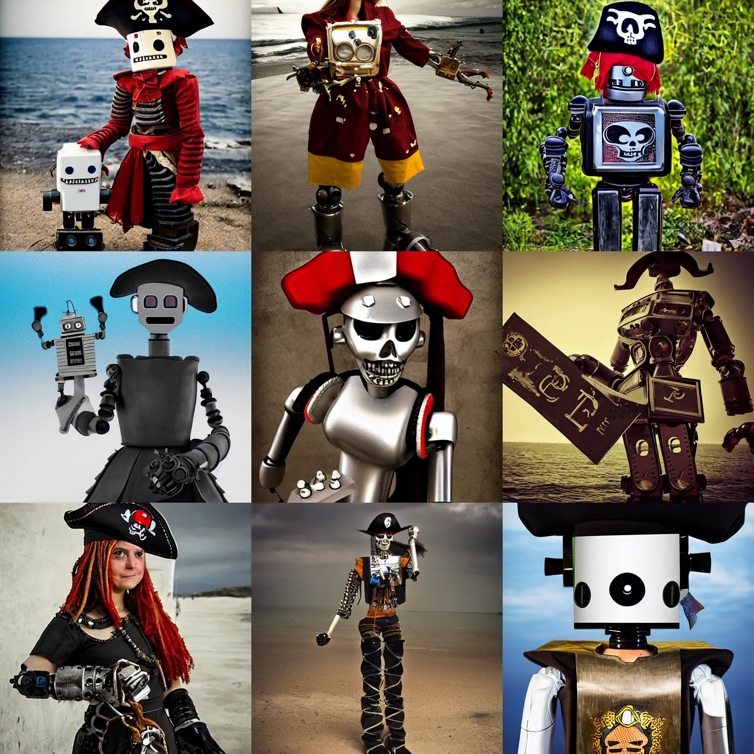 Prompt: robot pirate Alma, award-winning photograph