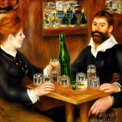 Image similar to having some beers in brewery by pierre - auguste renoir