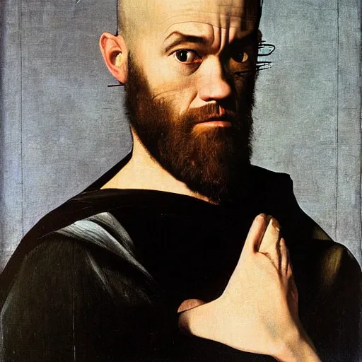 Image similar to painting of michael stipe by caravaggio