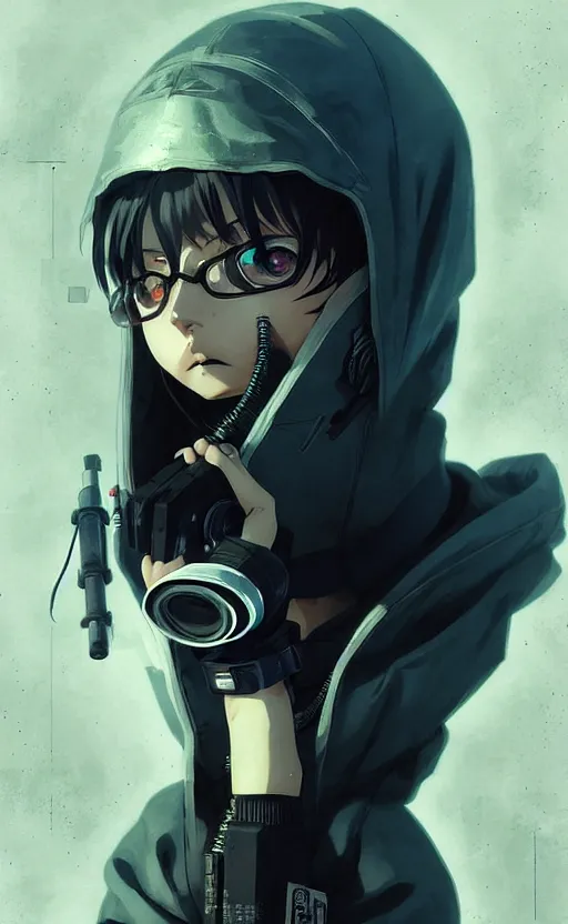 Prompt: cyberpunk anime girl in hoodie, cyberpunk gas mask, potrait, street night, grafity, beautiful face, grafity, arcane, action, tokyo street, detail, good face, pose model, concept art, in style of yoji shinkawa, pan ren wei, col price, atey ghailan, by greg rutkowski, aesthetic