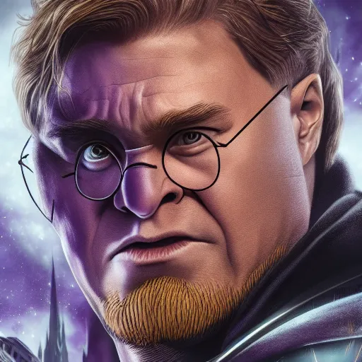 Prompt: Harry Potter is Thanos, hyperdetailed, artstation, cgsociety, 8k