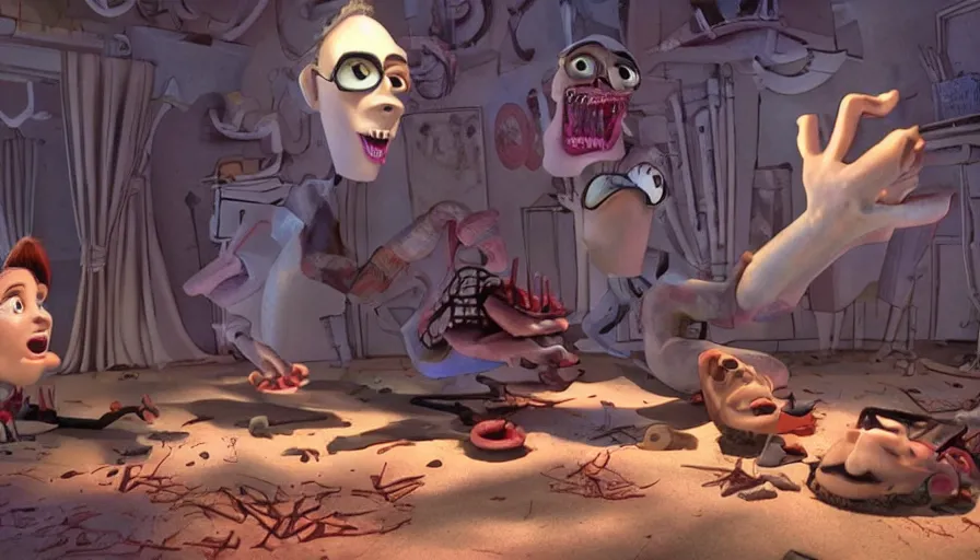 Image similar to a still from 1 3 ghosts directed by pixar animation studio