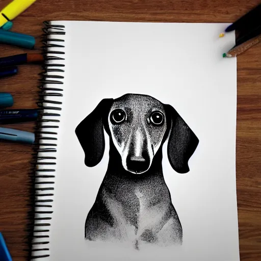 Image similar to Expert ink illustration of a Dachshund