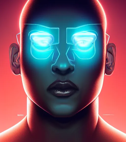 Image similar to symmetry!! egyptian prince of technology, solid cube of light, hard edges, product render retro - futuristic poster scifi, lasers and neon circuits, brown skin man egyptian prince, intricate, elegant, highly detailed, digital painting, artstation, concept art, smooth, sharp focus, illustration, dreamlike, art by artgerm