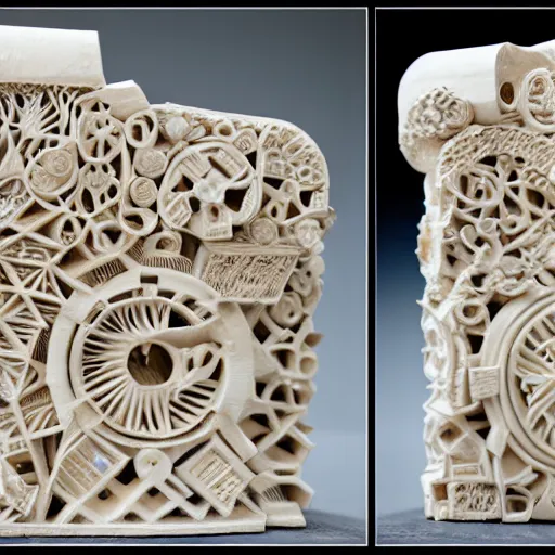 Image similar to multi dimensional language model carved out of ivory, canon 5 d 5 0 mm lens