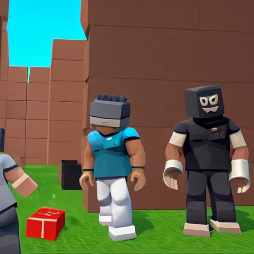 Image similar to screenshot from roblox game dwayne the rock johnson as roblox character