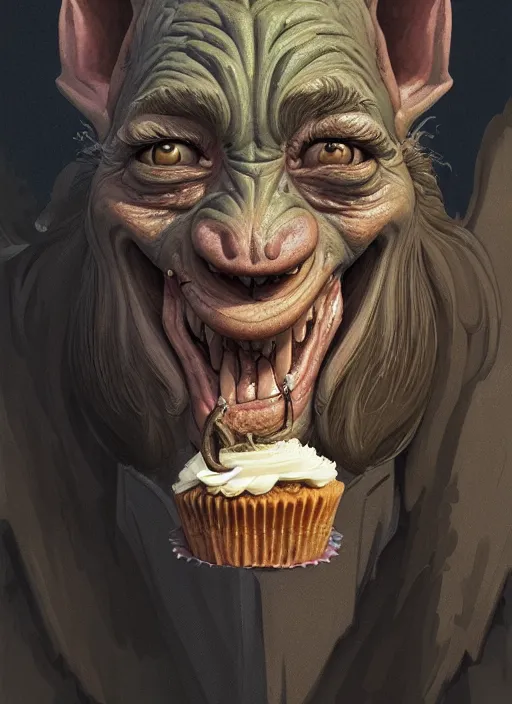 Prompt: profile face portrait of a medieval goblin eating cakes in the cloisters, beautiful face, hyper realistic, highly detailed, digital painting, artstation, illustration, concept art by hyung tae and frank frazetta, digital paint, matte paint, washed colors, dark, gloomy