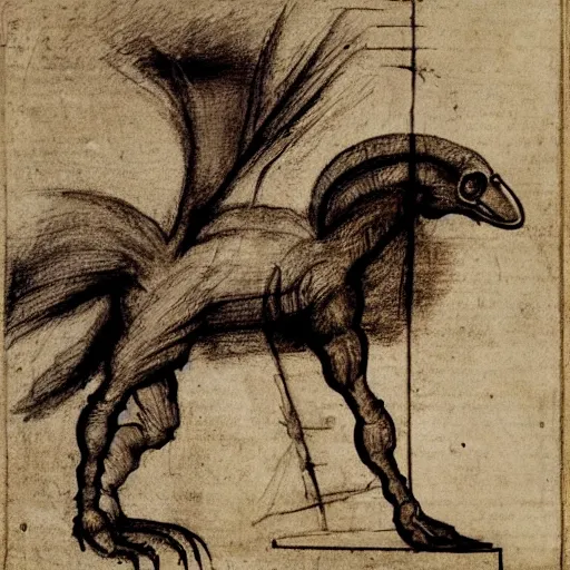 Image similar to leonardo da vinci sketch of a strange creature