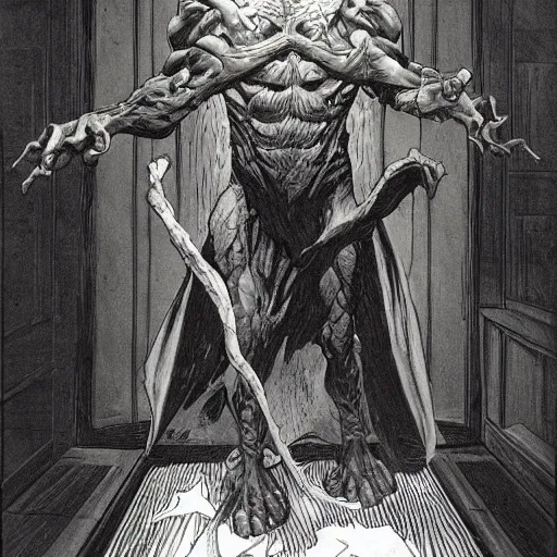 Prompt: bernie wrightson draws the final boss at the dmv