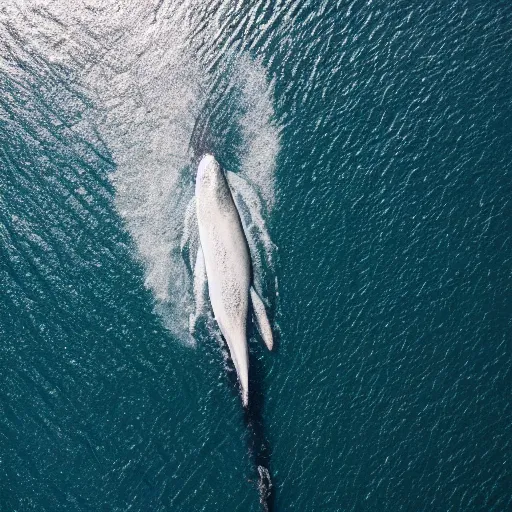 Image similar to white whale in the middle of the ocean, alone, aerial view, canon eos r 3, f / 1. 4, iso 2 0 0, 1 / 1 6 0 s, 8 k, raw, unedited, symmetrical balance, in - frame