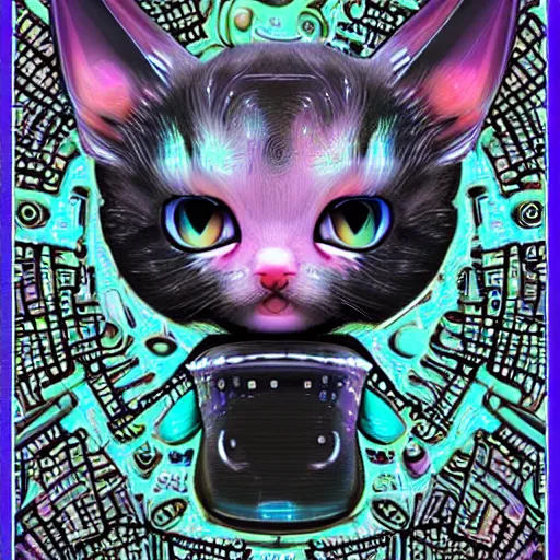 Image similar to a cute galactic alien kitten, hyper detailed, digital art