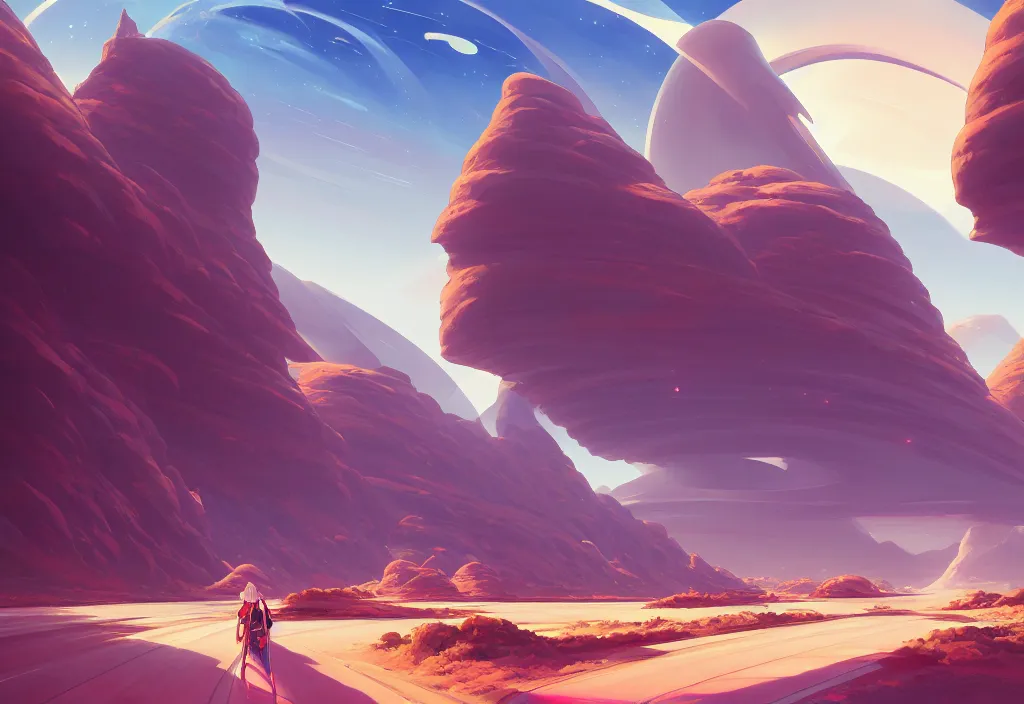 Image similar to futuristic road signs on an arid planet, intricate oil painting, high detail illustration, sharp high detail, manga and anime 1 9 9 9, official fanart behance hd artstation by jesper ejsing and makoto shinkai, 4 k,