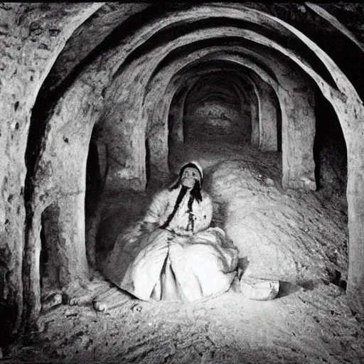 Image similar to tzar and tzarina are killed with magic happens in an underground celler, levitan, russia