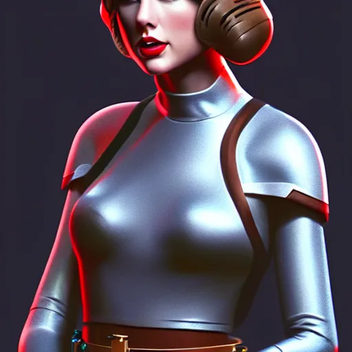 Image similar to Portrait of Taylor Swift as Princess Leia in Star Wars, intricate, elegant, super highly detailed, professional digital painting, artstation, concept art, smooth, sharp focus, no blur, no dof, extreme illustration, Unreal Engine 5, 8K