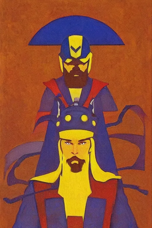 Image similar to thor, marvel, artwork by nicholas roerich,