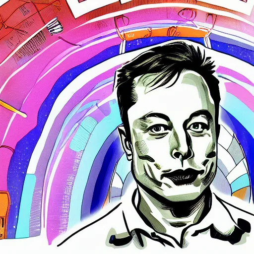 Image similar to Elon musk drawn by Todd macfarlane full color