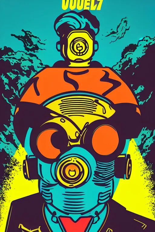 Image similar to fallout 7 6 retro futurist illustration art by butcher billy, sticker, colorful, illustration, highly detailed, simple, smooth and clean vector curves, no jagged lines, vector art, smooth andy warhol style