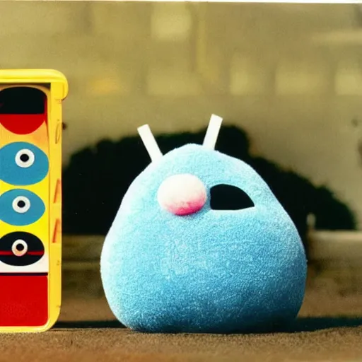 Image similar to 9 0 s cgi, 8 0 s cgi, cute character, big eyes, blob, toy, children's toy, mr. men