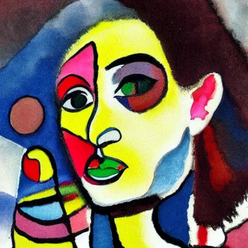 Prompt: face painted by Kandinsky