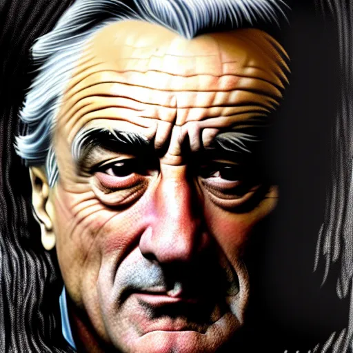 Prompt: Robert de Niro, with an arrogant facial expression, as a wrathful god looking down from the sky, dungeons and dragons portrait, highly_detailed!!, Highly_detailed_face!!!, artstationhq, concept art, sharp focus, illustration, Matte painting, art by Leonardo da Vinci and Michelangelo and Botticelli