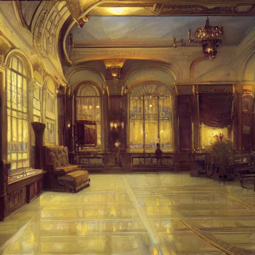 Image similar to detailed cinematic wide shot of sucession interior design corporate office spring light, painting by gaston bussiere, craig mullins, j. c. leyendecker