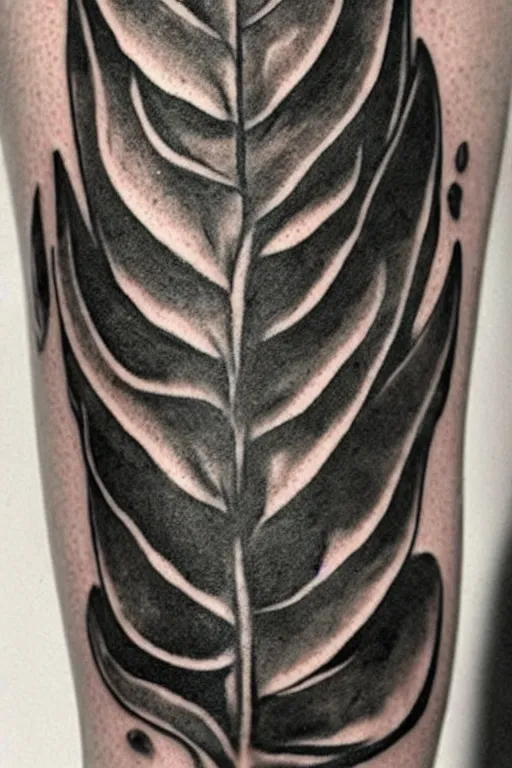 Prompt: tattoo of a monsters deliciosa leaf and a alocasia zebrina leaf