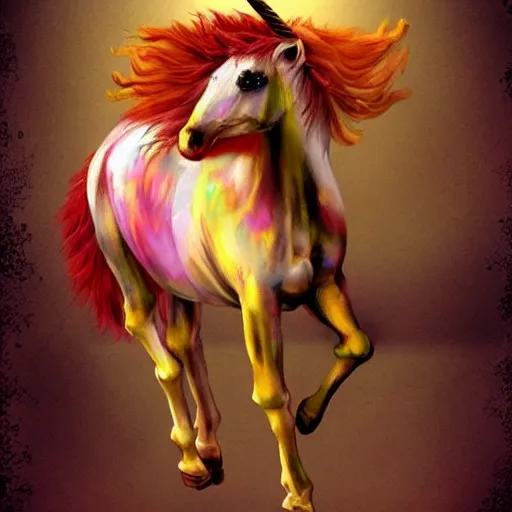 Image similar to a circus unicorn, fantasy art