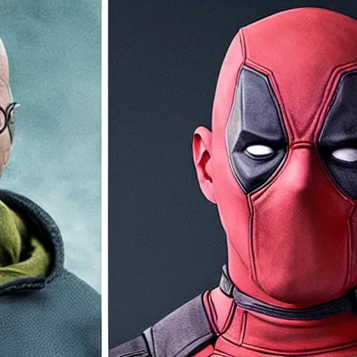 Image similar to deadpool and walter white real photo.