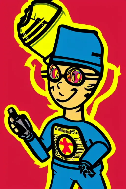 Image similar to fallout 7 6 retro futurist illustration art by butcher billy, sticker, colorful, illustration, highly detailed, simple, smooth and clean vector curves, no jagged lines, vector art, smooth andy warhol style