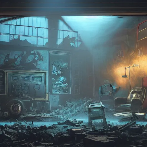 Prompt: fallout 5, concept art drawings of the opening scene, storyboard, concept art, comic style, atmospheric lighting, painted, intricate, volumetric lighting, beautiful, rich deep colours masterpiece, sharp focus, ultra detailed by jack kirby, ignacio fernandez rios, thierry doizon