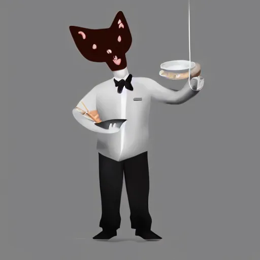 Prompt: waiter with a cat head, concept art