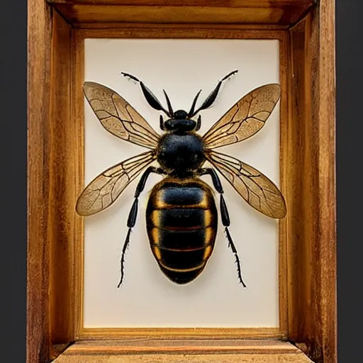 Image similar to antique framed 🐝, entomology specimen, victorian, scientific, symmetry, hd,