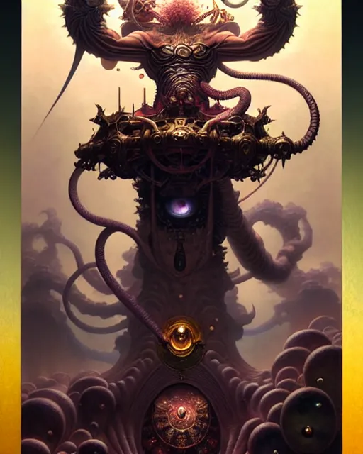 Image similar to the chariot tarot card, fantasy character portrait made of fractals, ultra realistic, wide angle, intricate details, the fifth element artifacts, highly detailed by peter mohrbacher, hajime sorayama, wayne barlowe, boris vallejo, aaron horkey, gaston bussiere, craig mullins