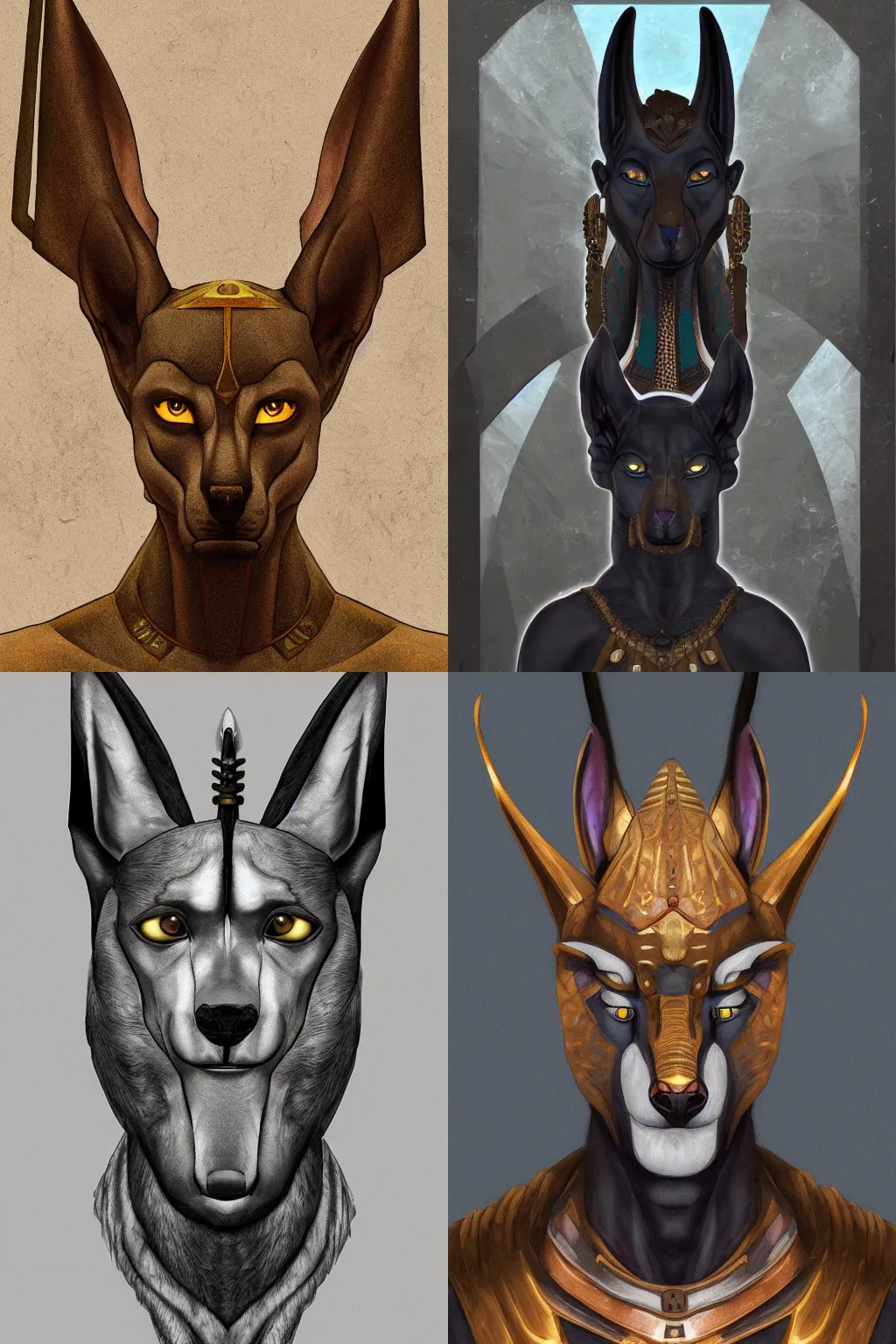 Prompt: A portrait of Anubis, trending on ArtStation