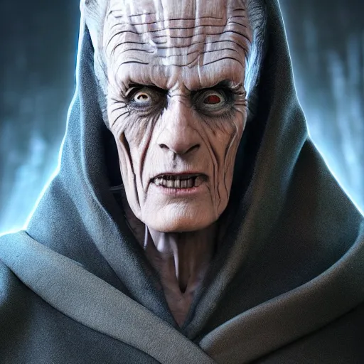 Prompt: hyperrealistic full body image of ace ventura disguised as ( emperor palpatine ), stunning 3 d render, inspired by istvan sandorfi & greg rutkowski & unreal engine, perfect symmetry, dim volumetric cinematic lighting, 8 k octane comprehensive render, extremely hyper - detailed, incredibly lifelike attributes, intricate, real flesh texture, masterpiece, artstation, stunning,