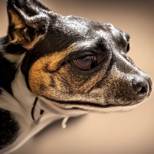 Prompt: a portrait photo of dog frog, award winning photography, 5 0 mm